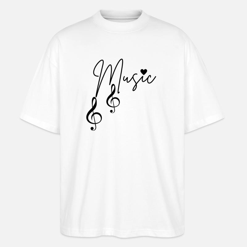 Musical Notes - Stanley/Stella Oversized Unisex Organic T-shirt Blaster 2.0 - white