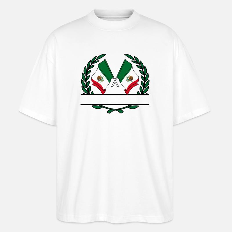 Drapeaux Mexique couronne de laurier bannière - T-shirt bio Blaster 2.0 coupe oversize Stanley/Stella Unisexe - blanc