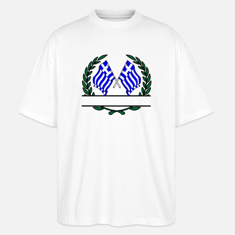 Drapeaux Grèce couronne de laurier bannière - T-shirt bio Blaster 2.0 coupe oversize Stanley/Stella Unisexe - blanc