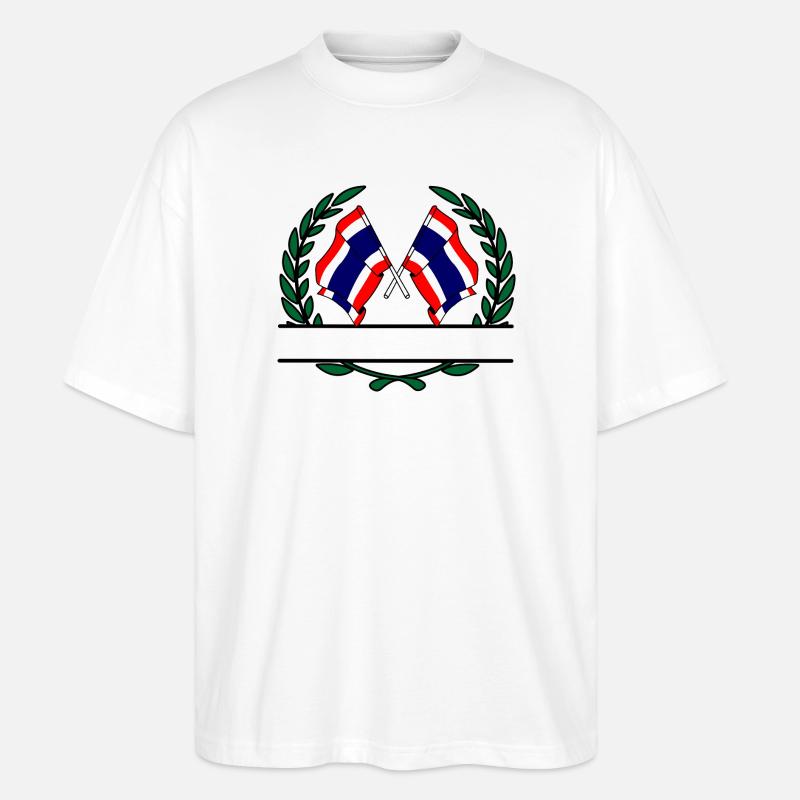 Drapeaux Thaïlande bannière couronne de laurier - T-shirt bio Blaster 2.0 coupe oversize Stanley/Stella Unisexe - blanc