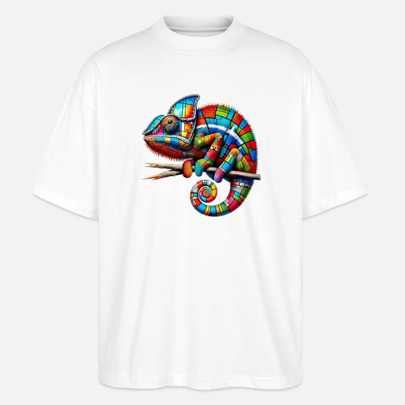 Chamäleon Mondrian - Stanley/Stella Oversized Unisex Bio T-Shirt Blaster 2.0 - Weiß