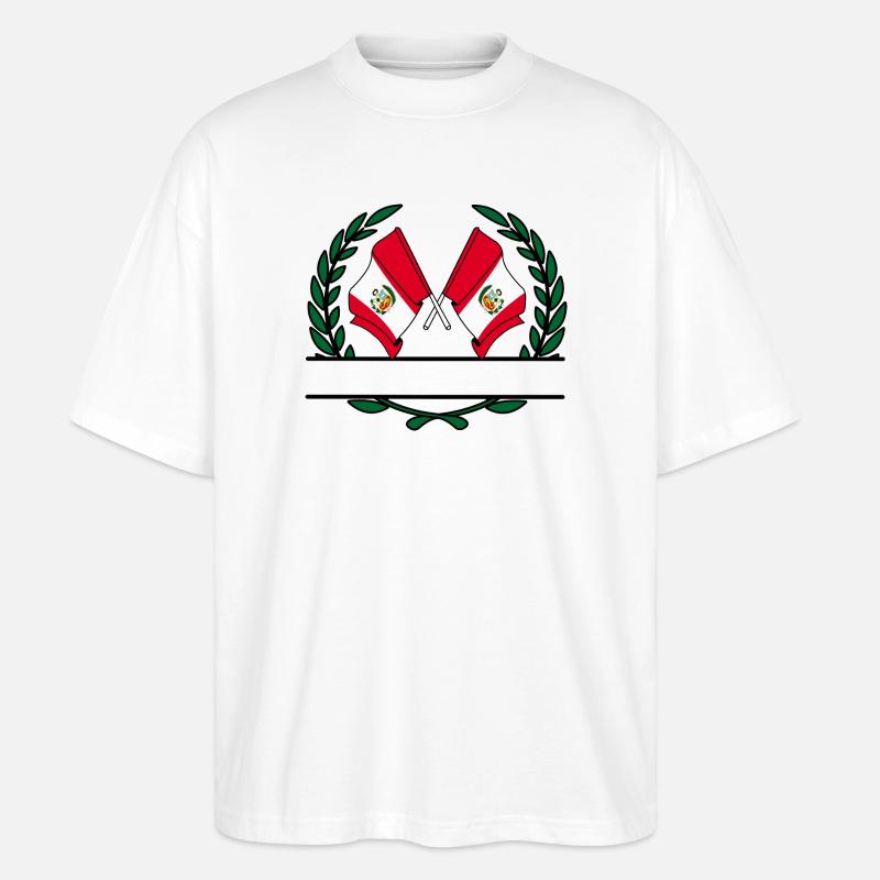 Flaggen Peru Lorbeerkranz Banner - Stanley/Stella Oversized Unisex Bio T-Shirt Blaster 2.0 - Weiß
