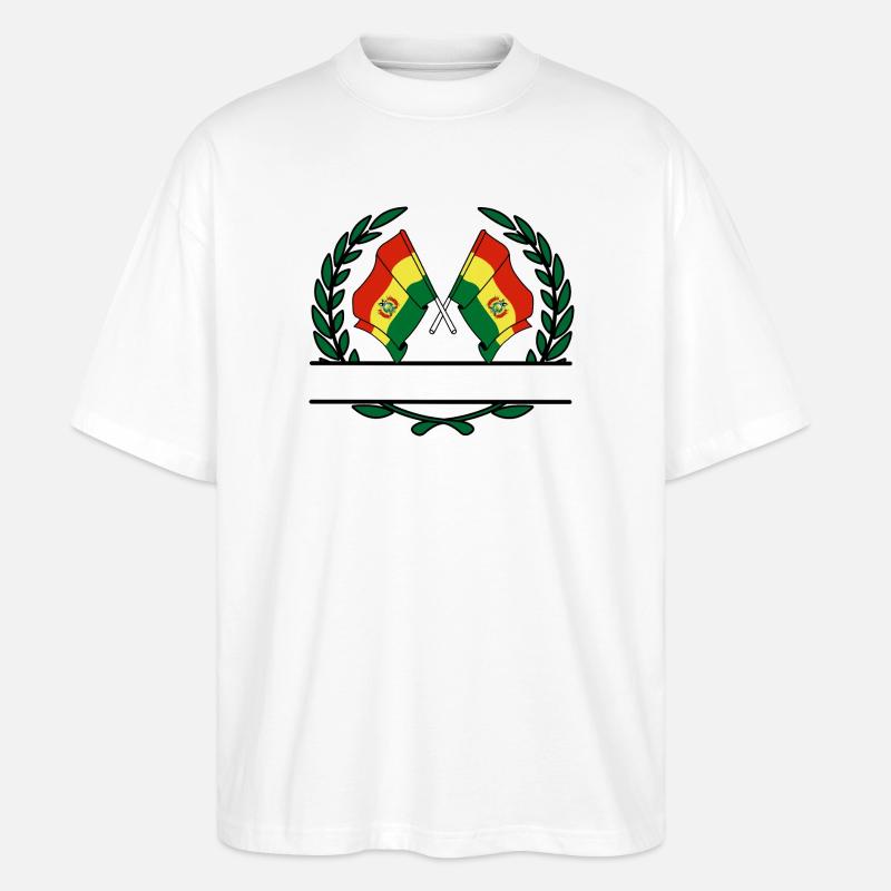 Drapeaux Bolivie bannière couronne de laurier - T-shirt bio Blaster 2.0 coupe oversize Stanley/Stella Unisexe - blanc