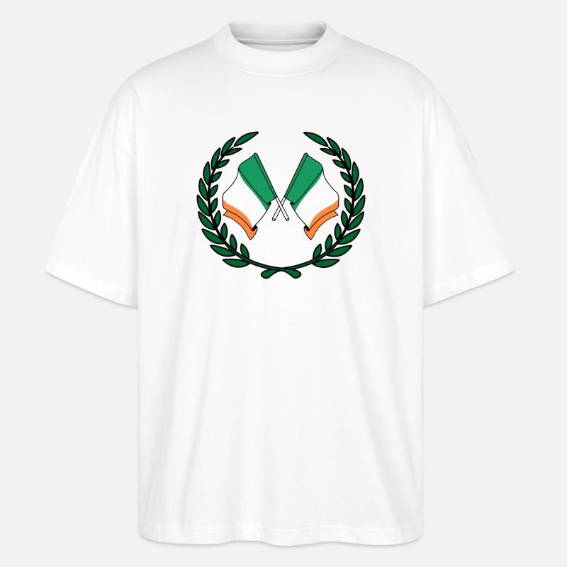 Flaggen Irland im Lorbeerkranz - Stanley/Stella Oversized Unisex Bio T-Shirt Blaster 2.0 - Weiß