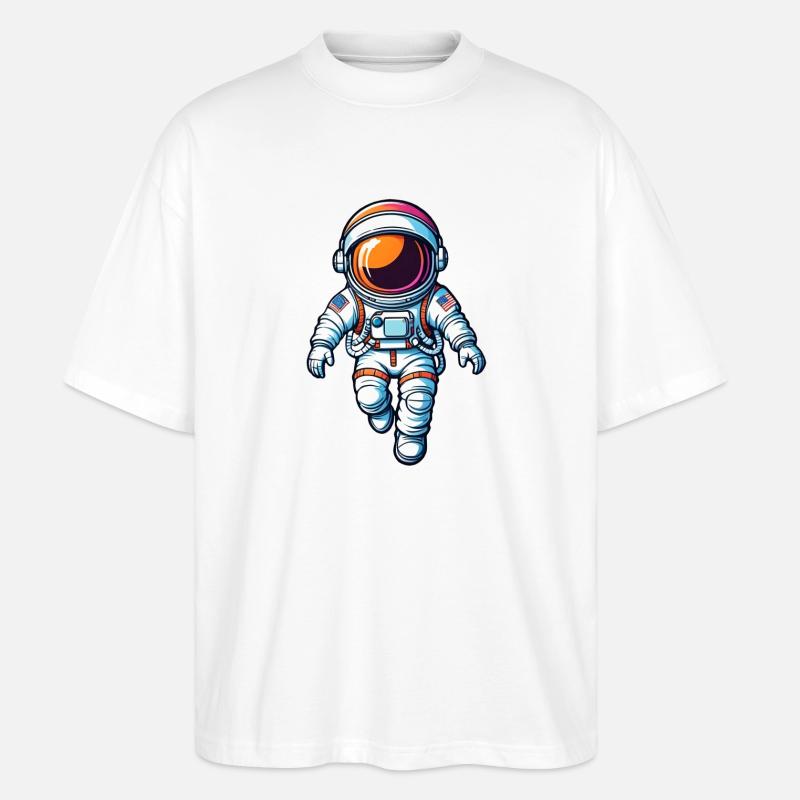 Bunter Cartoon-Astronaut - Stanley/Stella Oversized Unisex Bio T-Shirt Blaster 2.0 - Weiß