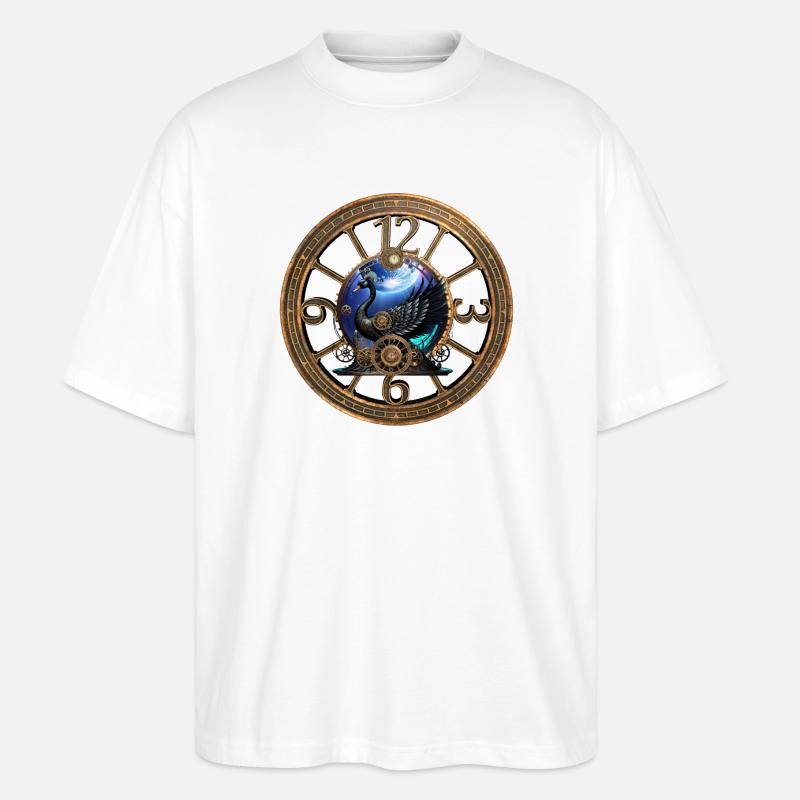 Schwarzer Steampunk-Schwan - Stanley/Stella Oversized Unisex Bio T-Shirt Blaster 2.0 - Weiß