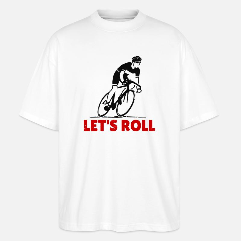 Dynamic Cyclist Silhouette - Stanley/Stella Oversized Unisex Organic T-shirt Blaster 2.0 - white