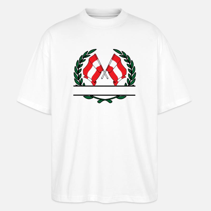 Drapeaux autrichienne couronne de laurier bannière - T-shirt bio Blaster 2.0 coupe oversize Stanley/Stella Unisexe - blanc