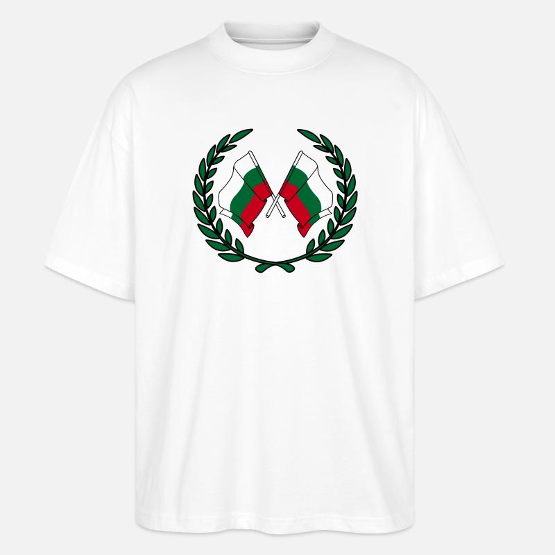 Flaggen Bulgarien im Lorbeerkranz - Stanley/Stella Oversized Unisex Bio T-Shirt Blaster 2.0 - Weiß