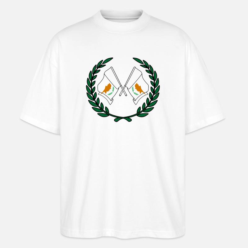 Drapeaux chypre en couronne de laurier - T-shirt bio Blaster 2.0 coupe oversize Stanley/Stella Unisexe - blanc