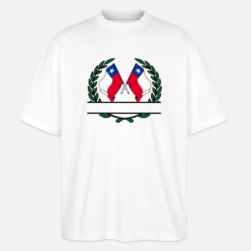 Fahnen Chile Lorbeerkranz Banner - Stanley/Stella Oversized Unisex Bio T-Shirt Blaster 2.0 - Weiß
