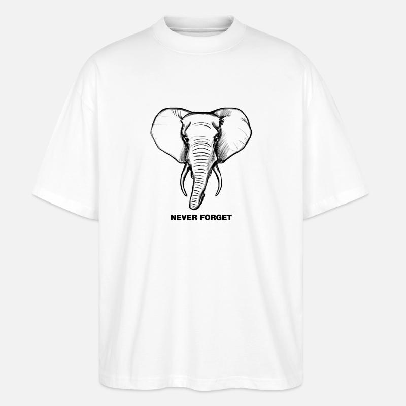 Elefant - Never forget - Stanley/Stella Oversized Unisex Bio T-Shirt Blaster 2.0 - Weiß