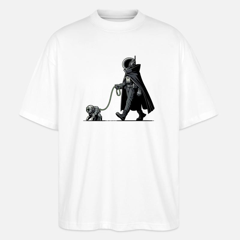 Futuristischer Astronaut mit Roboter-Hund - Stanley/Stella Oversized Unisex Bio T-Shirt Blaster 2.0 - Weiß