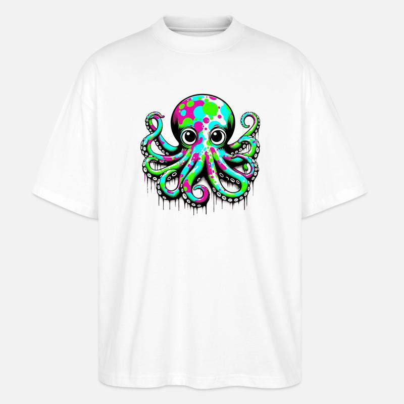 Octopus - Stanley/Stella Oversized Unisex Organic T-shirt Blaster 2.0 - white