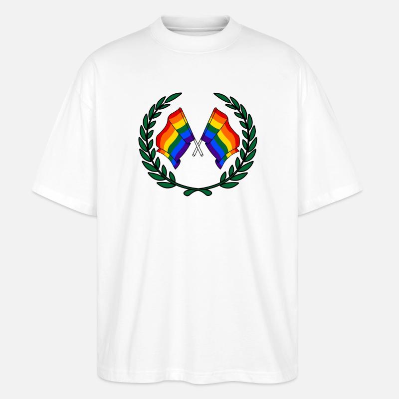 Fahnen Regenbogen im Lorbeerkranz - Stanley/Stella Oversized Unisex Bio T-Shirt Blaster 2.0 - Weiß