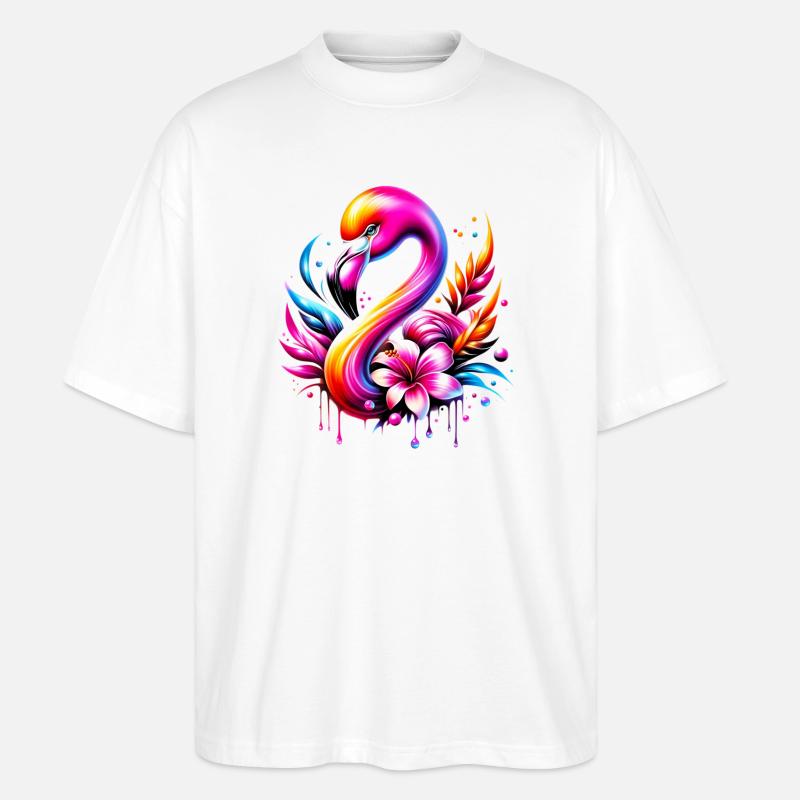 Flamingo - Stanley/Stella Oversized Unisex Bio T-Shirt Blaster 2.0 - Weiß
