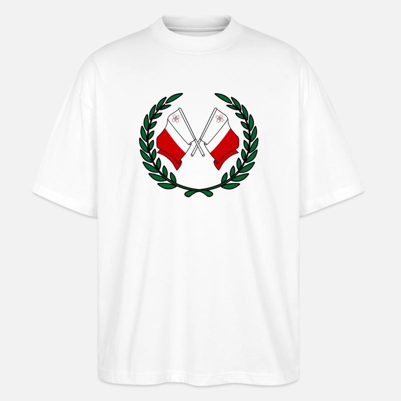 Drapeaux Malte en couronne de laurier - T-shirt bio Blaster 2.0 coupe oversize Stanley/Stella Unisexe - blanc