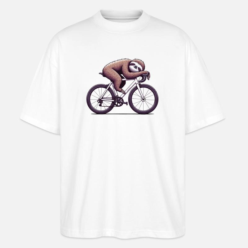 Faultier auf Rennrad Radfahrer Humor - Stanley/Stella Oversized Unisex Bio T-Shirt Blaster 2.0 - Weiß