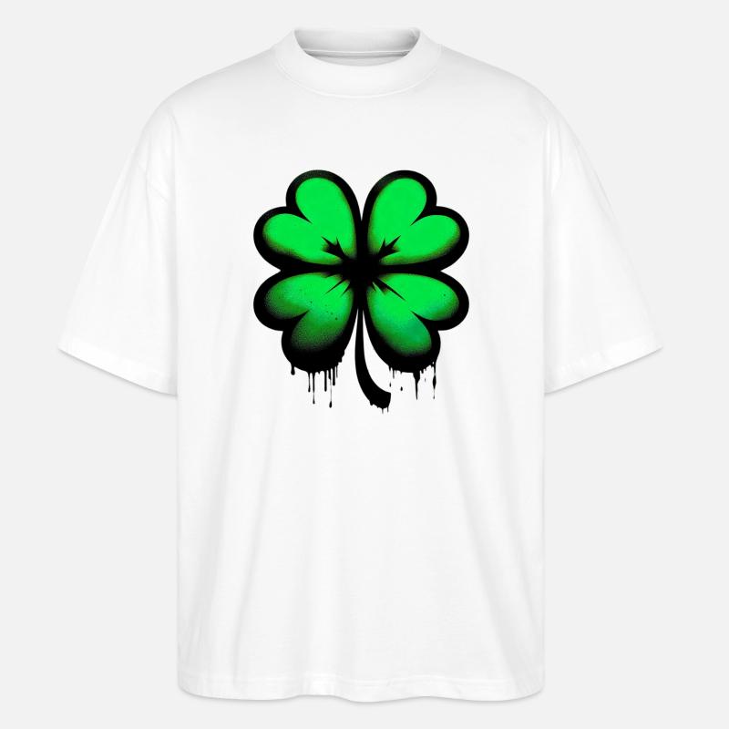 Vierblättriges Kleeblatt - Stanley/Stella Oversized Unisex Bio T-Shirt Blaster 2.0 - Weiß