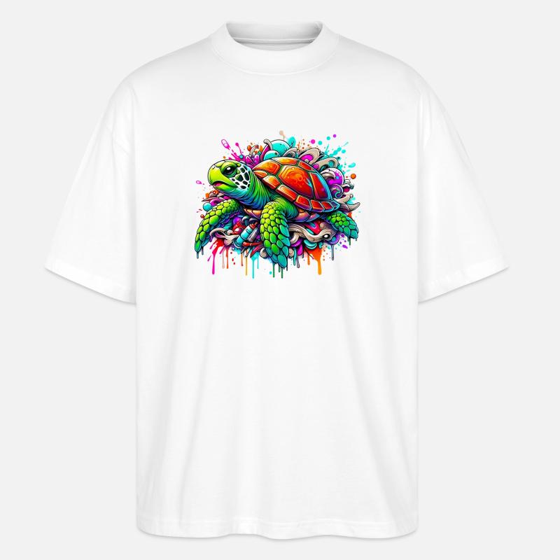 Schildkröte - Stanley/Stella Oversized Unisex Bio T-Shirt Blaster 2.0 - Weiß
