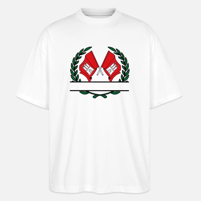 Drapeaux Hambourg couronne de laurier bannière - T-shirt bio Blaster 2.0 coupe oversize Stanley/Stella Unisexe - blanc