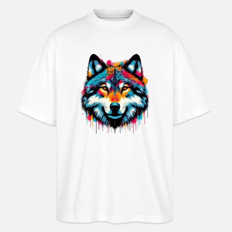 Wolf - Stanley/Stella Oversized Unisex Organic T-shirt Blaster 2.0 - white