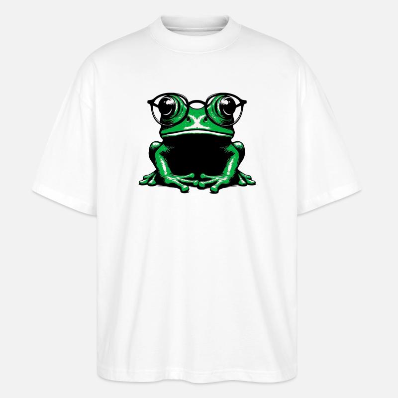 Frosch mit Brille - Stanley/Stella Oversized Unisex Bio T-Shirt Blaster 2.0 - Weiß