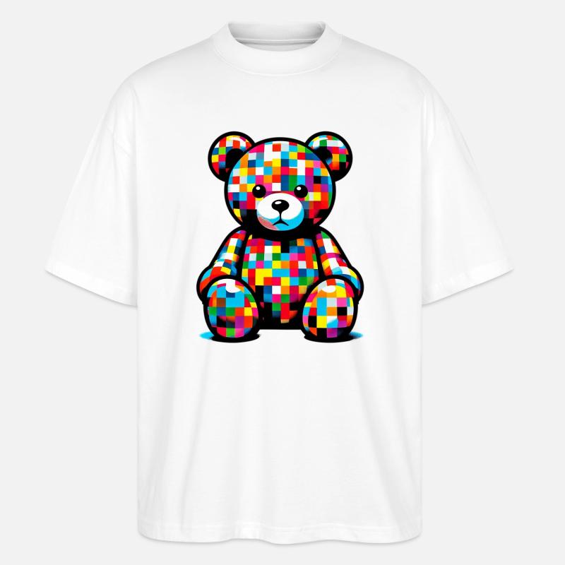 Teddybär - Stanley/Stella Oversized Unisex Bio T-Shirt Blaster 2.0 - Weiß