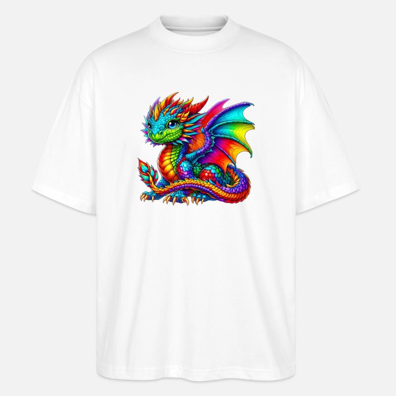 Drache - Stanley/Stella Oversized Unisex Bio T-Shirt Blaster 2.0 - Weiß