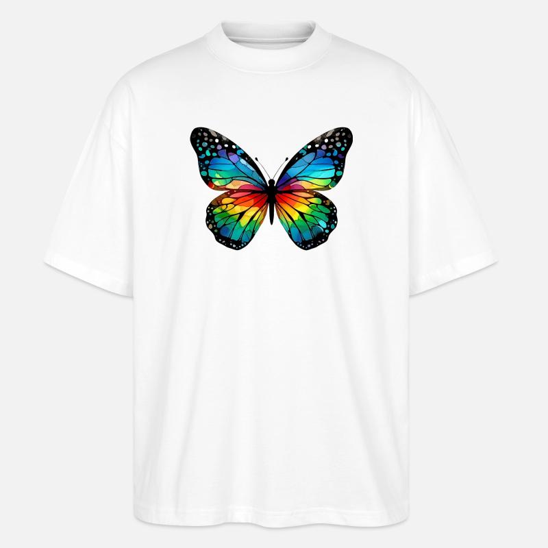 Schmetterling - Stanley/Stella Oversized Unisex Bio T-Shirt Blaster 2.0 - Weiß