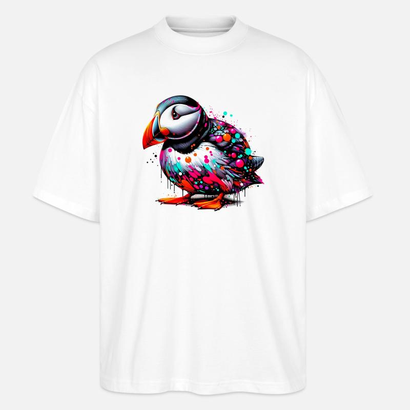 Papageitaucher - Stanley/Stella Oversized Unisex Bio T-Shirt Blaster 2.0 - Weiß