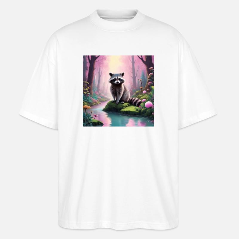 Waschbär - Stanley/Stella Oversized Unisex Bio T-Shirt Blaster 2.0 - Weiß