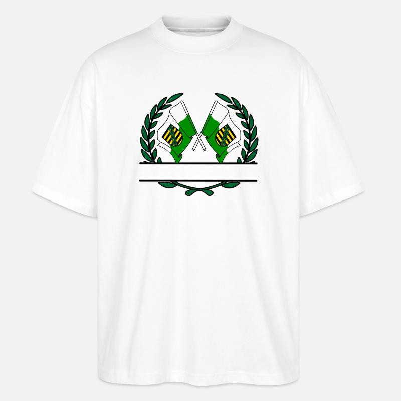 Drapeaux Saxe couronne de laurier bannière - T-shirt bio Blaster 2.0 coupe oversize Stanley/Stella Unisexe - blanc