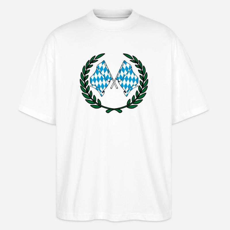 Drapeaux Couronne de laurier du Bayern - T-shirt bio Blaster 2.0 coupe oversize Stanley/Stella Unisexe - blanc
