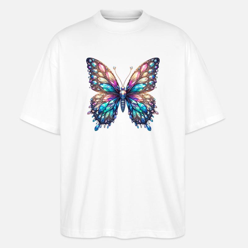Papillon, Diamant, Diamants, Cristaux, Cristal - T-shirt bio Blaster 2.0 coupe oversize Stanley/Stella Unisexe - blanc