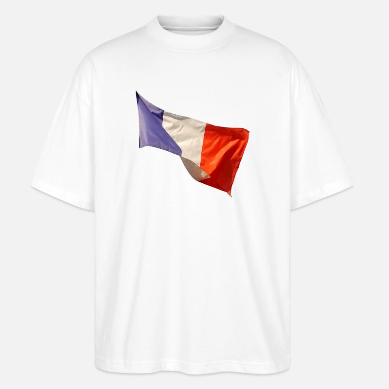 Bleu, blanc, drapeau rouge - T-shirt bio Blaster 2.0 coupe oversize Stanley/Stella Unisexe - blanc