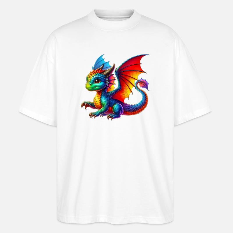 Drache - Stanley/Stella Oversized Unisex Bio T-Shirt Blaster 2.0 - Weiß