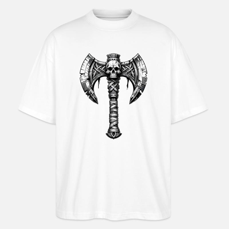 Axtwerfen Axt Totenkopf Design - Stanley/Stella Oversized Unisex Bio T-Shirt Blaster 2.0 - Weiß
