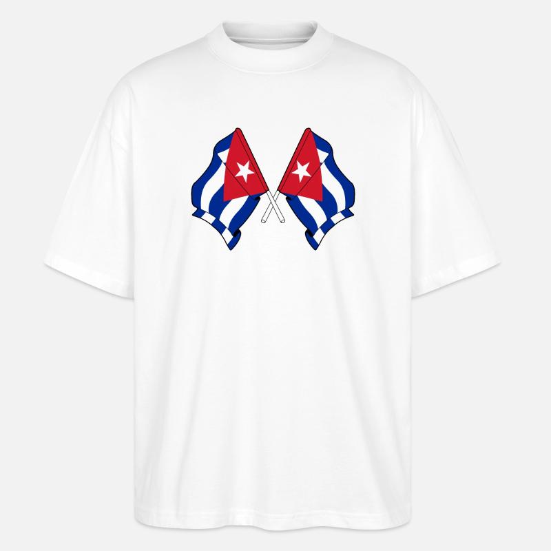 Deux drapeaux de Cuba - T-shirt bio Blaster 2.0 coupe oversize Stanley/Stella Unisexe - blanc