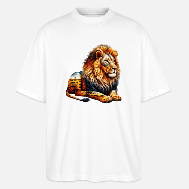 Löwe - Stanley/Stella Oversized Unisex Bio T-Shirt Blaster 2.0 - Weiß