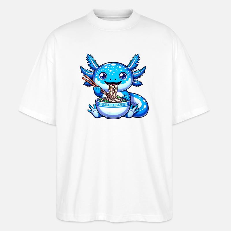 Blaue Nudeln Drachen Essstäbchen - Stanley/Stella Oversized Unisex Bio T-Shirt Blaster 2.0 - Weiß