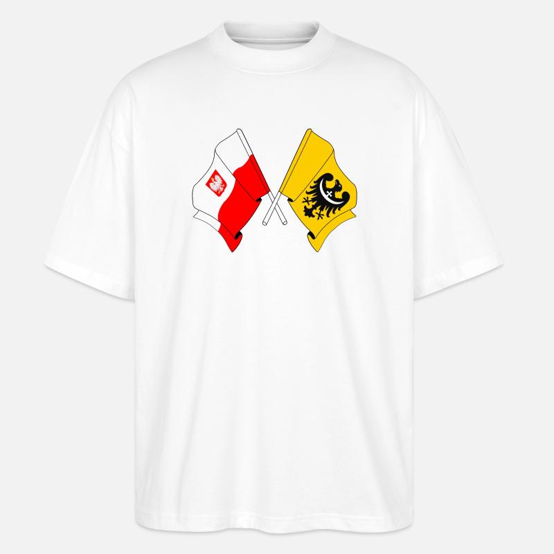 Drapeau de la Pologne, Basse-Silésie croisé - T-shirt bio Blaster 2.0 coupe oversize Stanley/Stella Unisexe - blanc