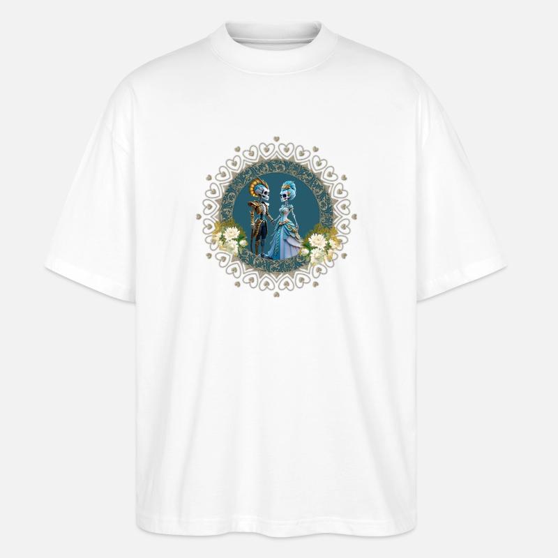 Das niedliche Skelett-Pärchen im Gothic-Stil - Stanley/Stella Oversized Unisex Bio T-Shirt Blaster 2.0 - Weiß
