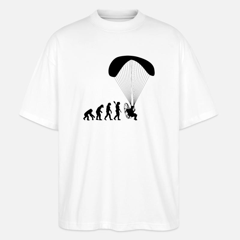 Paramotoring Human Evolution Funny - Stanley/Stella Oversized Unisex Organic T-shirt Blaster 2.0 - white