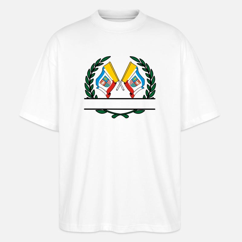 Drapeaux Sainte-Croix couronne de laurier bannière - T-shirt bio Blaster 2.0 coupe oversize Stanley/Stella Unisexe - blanc