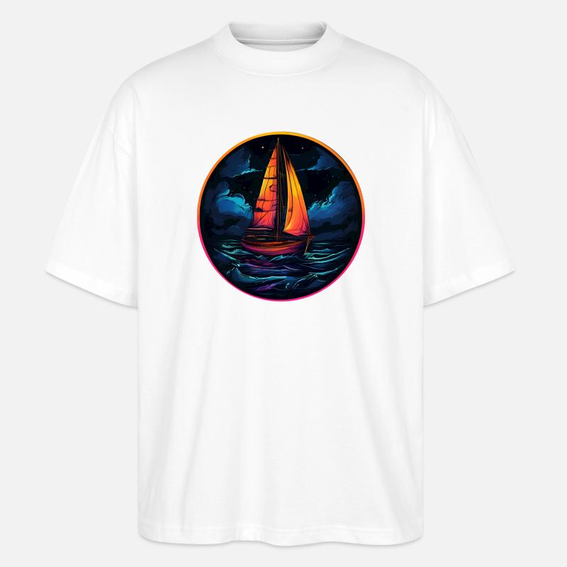 Neonsegler am Abendsee - Stanley/Stella Oversized Unisex Bio T-Shirt Blaster 2.0 - Weiß