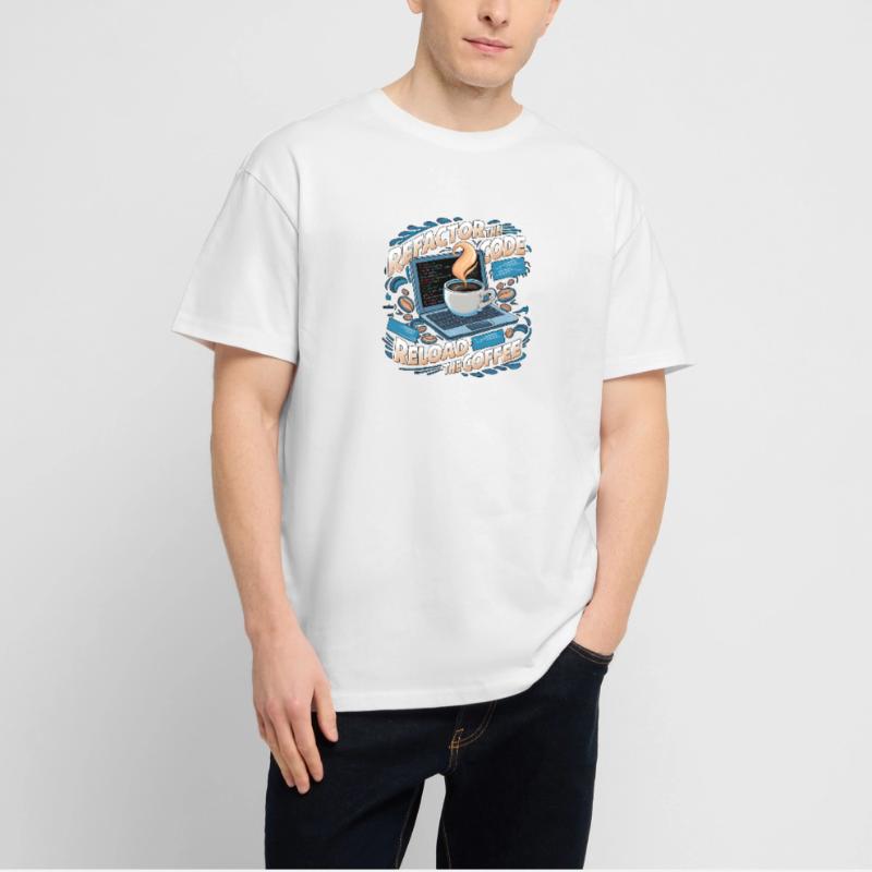 Programmers generate code from coffee Stanley/Stella Oversized Unisex Organic T-shirt Blaster 2.0