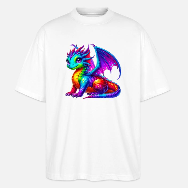 Drache - Stanley/Stella Oversized Unisex Bio T-Shirt Blaster 2.0 - Weiß