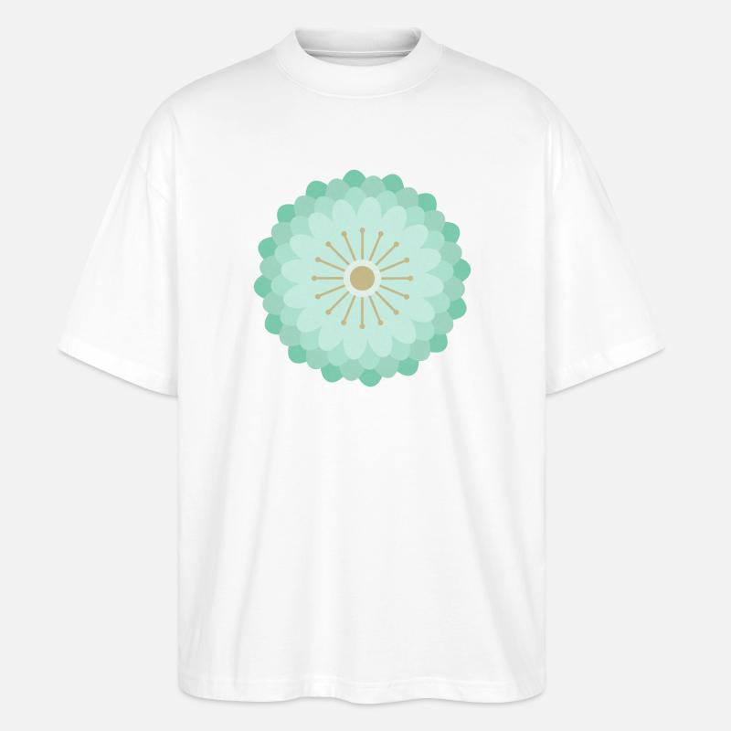 Vert menthe et fleur dorée - T-shirt bio Blaster 2.0 coupe oversize Stanley/Stella Unisexe - blanc