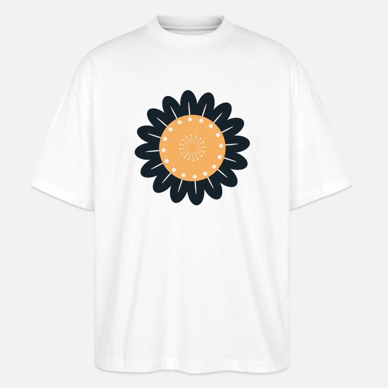 Schwarze & orangefarbene Blume - Stanley/Stella Oversized Unisex Bio T-Shirt Blaster 2.0 - Weiß